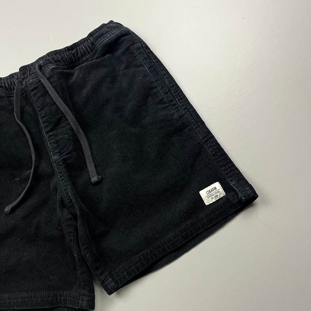 Katin Corduroy Shorts Mens Small Black Elastic Waist Surf Casual Skate Beach